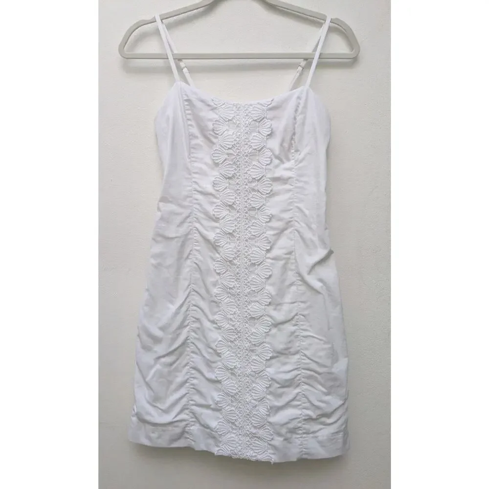 Lilly Pulitzer Women's Sheath Dress Railee Resort White Floral Cross Eyelet S 6